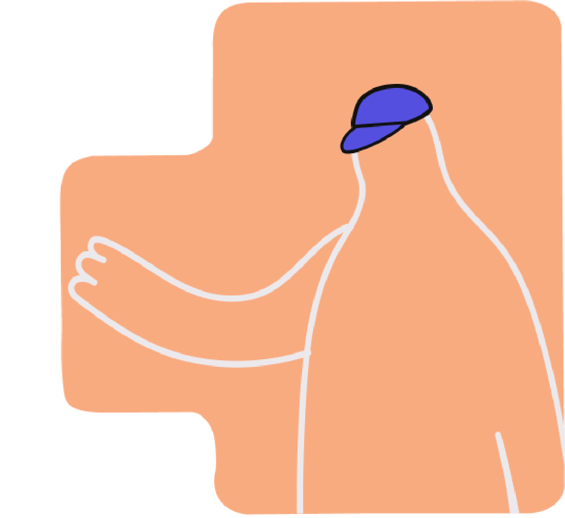 Illustration of a person wearing a blue cap