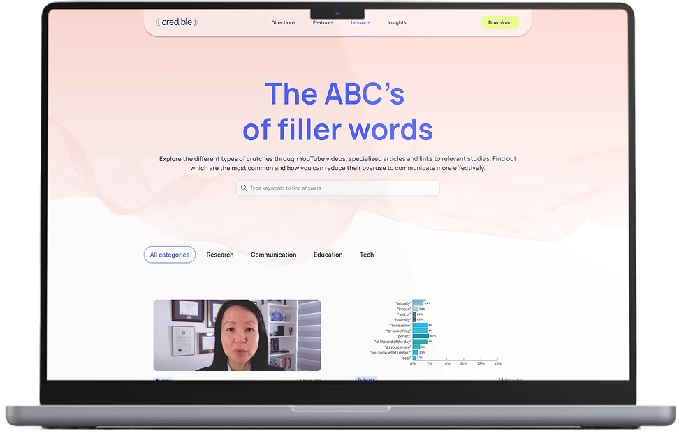 Mockup of Credible, a personal speech coach with real-time feedback