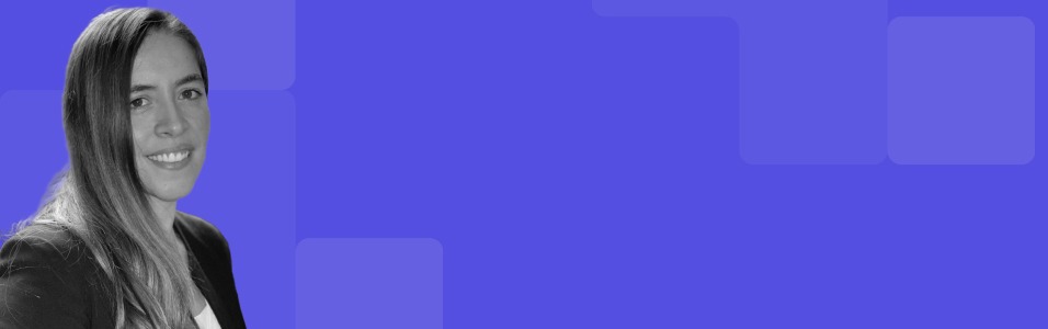 Purple banner with a photo of Victoria Besne, Partner at Aito Capital